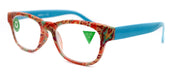 Persia, (Premium) Reading Glasses High End Readers +1.25..+3 Magnifying Eyeglass, Square Optical Frame (Orange Teal) Paisley NY Fifth Avenue