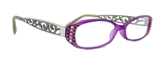 Phoenicia, (Bling) Women Reading Glasses W (Amethyst, Light Amethyst)Genuine European Crystals (Filigree Temple) NY Fifth Avenue.