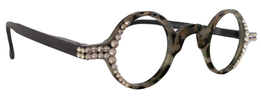 Picasso, (Bling) Women Reading Glasses W (Clear) Genuine European Crystals, Round (Black) Tortoiseshell. NY Fifth Avenue