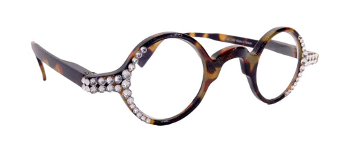 Picasso, (Bling) Women Reading Glasses W Clear Genuine European Crystals, Round (Brown) Tortoiseshell. NY Fifth Avenue