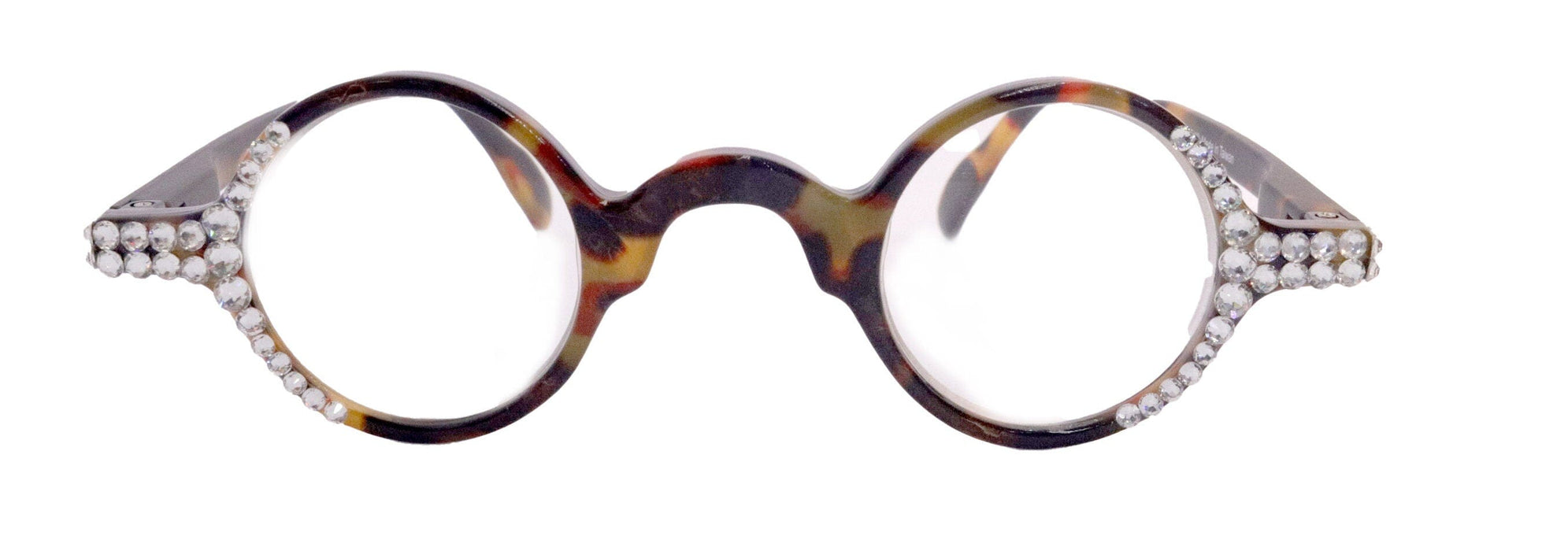 Picasso, (Bling) Women Reading Glasses W Clear Genuine European Crystals, Round (Brown) Tortoiseshell. NY Fifth Avenue