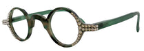 Picasso, (Bling) Women Reading Glasses W (Clear) Genuine European Crystals, Round Circle Green Tortoiseshell NY Fifth Avenue