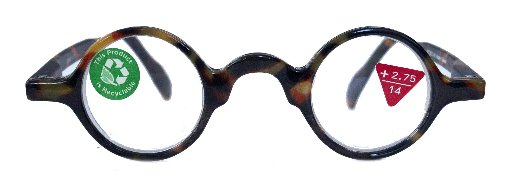 Picasso, (Premium) Reading Glasses, High End Readers +1.25 to +3 magnifying, Circle optical Frames. Round Tortoise (Brown) NY Fifth Avenue.