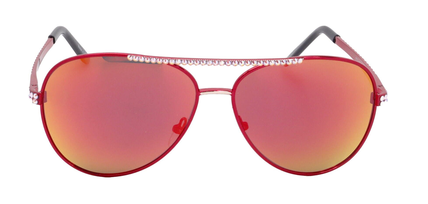 Bling Aviator Women Sunglasses W Genuine European Crystals, (Red) 100% UV Protection. NY Fifth Avenue