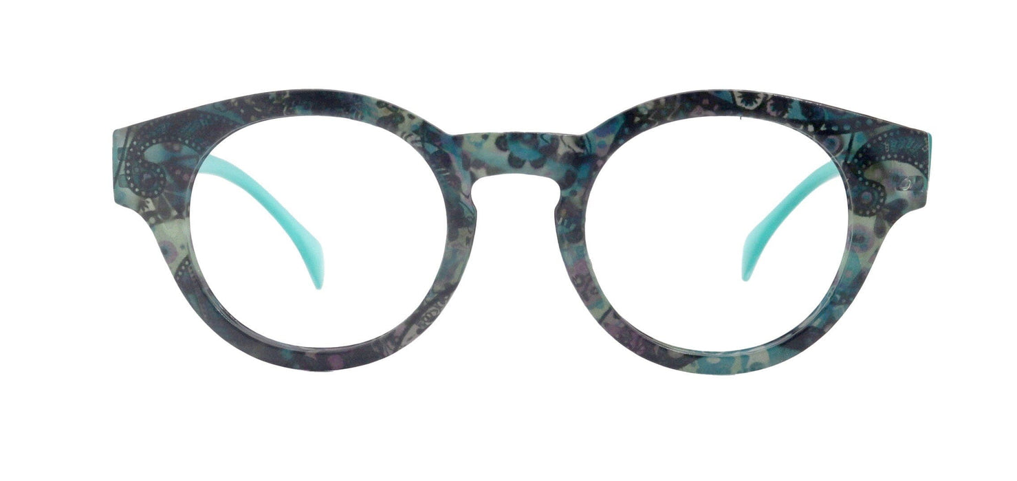 Premium Reading Glasses High End Readers +1.25 .. +3.00 +4.00 (Turquoise) Round Optical Frames. NY Fifth Avenue.