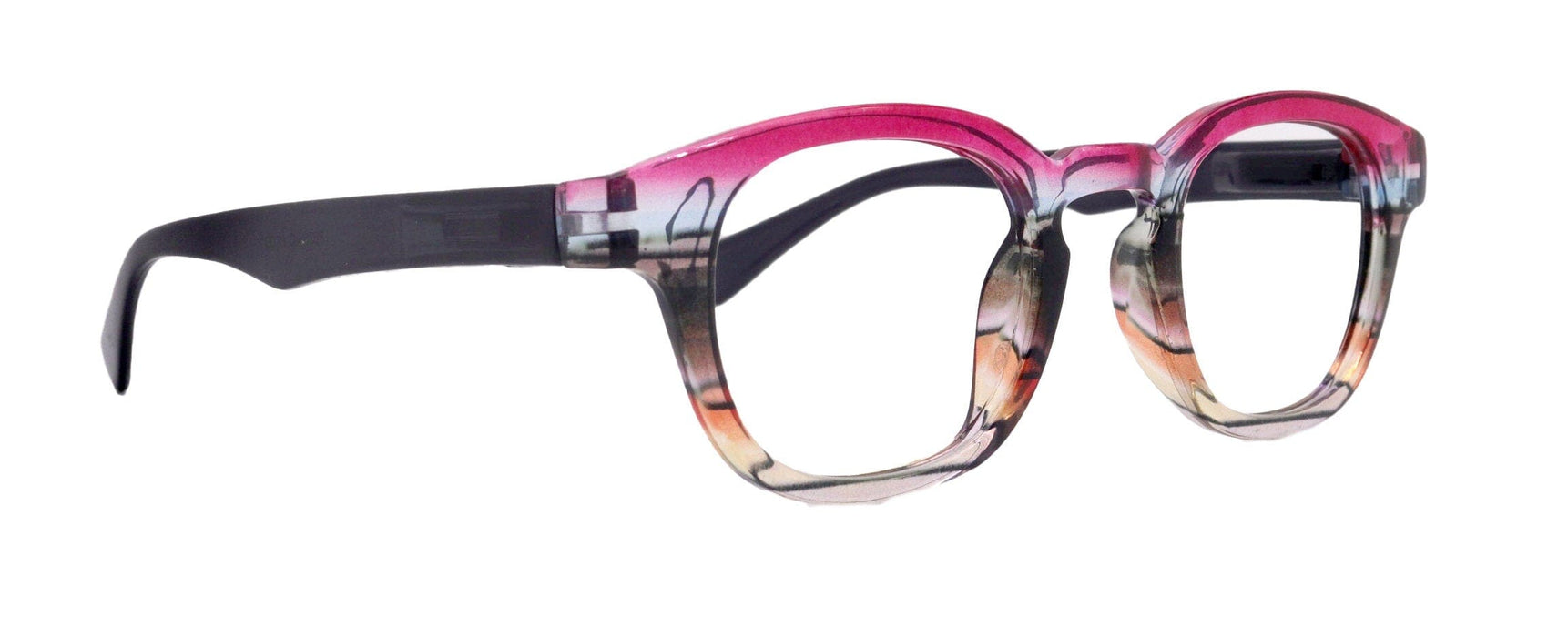 Premium Reading Glasses High End Readers +1.25 .. +4.00 (Rose, Brown Transparent) Round Optical Frames. NY Fifth Avenue.