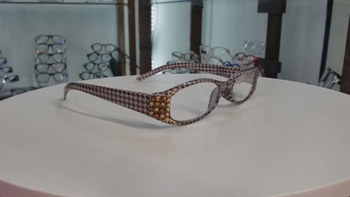 The Scottish, (Bling) Reading Glasses with (L Colorado, Cooper) (Hounds Tooth Check) Rectangular (Brown) NY Fifth Avenue