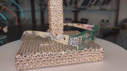 Rosie Bling Reading Glasses Women W (Clear N AB) Genuine European Crystals (Turquoise / Green) NY Fifth Avenue