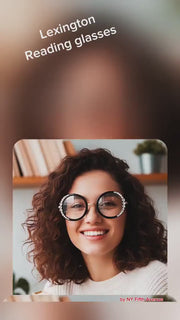 Lexington, Bling Black Round Large Oversized Glasses,  W clear European crystals, High End Reading Magnifying eyeglasses, NY Fifth Avenue