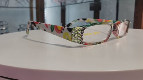 Elsa, (Bling) Reading Glasses for women  w (L. Rose, Black Diamond) Genuine European Crystals (White, yellow)   +1.50..+3 NY Fifth Avenue