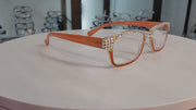 Olivia, (Bling) Women Reading Glasses Adorned with (Full Top) (Clear) Genuine European Crystals.  (Orange) Square, NY fifth avenue.