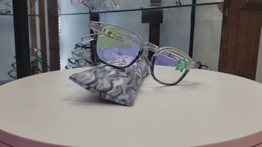 Alamo,(Blue Light Glasses) Smudge Proof, Premium Blue Ray Blocking, Amber Lens, (Reading Glasses, No RX, Gamers) Translucent Blue and Clear