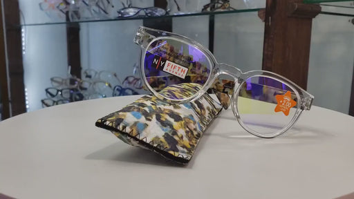 Fuji, (Blue Light Glasses) (60% Anti Blue Light Ray Protection) Men, Women, Anti Eyestrain, L. Amber Lens, 4 All Screen Types, Clear Round