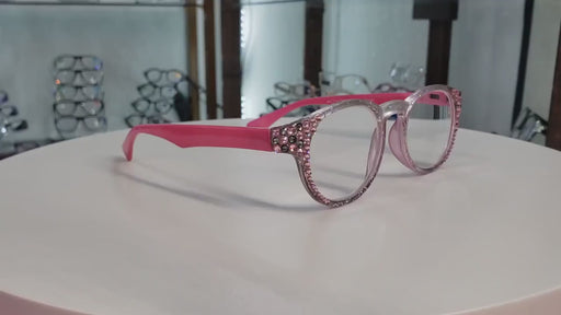 Grace, (Bling) Reading Glasses for Women W (Light Rose, Black Diamond)  Genuine European Crystals (Metallic Silver, Pink). NY Fifth Avenue