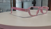 Half Moon, (Bling) Woman Reading Glasses W (Rose, AB Aurora Borealis) Genuine European Crystals Reader +1.25 +1.50.+4 Frame, NY Fifth Avenue
