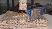 Avian, (Bling) Women Reading Glasses w (Blue n Black Diamond) Genuine European Crystals, Magnifying Cat Eye (Green) NY Fifth Avenue