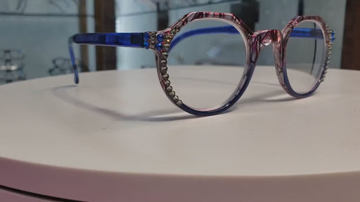 The Hexagon, (Bling) Women Reading Glasses W (Black Diamond, Montana) Genuine European Crystals (Geometric) (Clear,Red, Blue NY Fifth Avenue