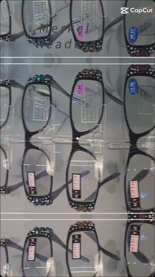 Merkel, (Bling) Diamond Crystal Bling Women Reading Glasses, Adorned w (Clear) Genuine European Crystals (Rectangular) NY Fifth Avenue.