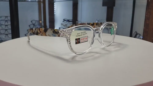 Fuji, (Blue Light Glasses) (60% Anti Blue Light Ray Protection) Women, Anti Eyestrain, Light Amber Lens, 4 All Screen Types, Clear Frame