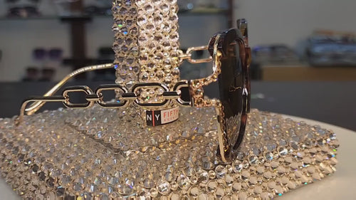 Poppy Glamorous Bling Square Women Sunglasses  W Genuine European Crystals, 100% UV Protection. NY Fifth Avenue