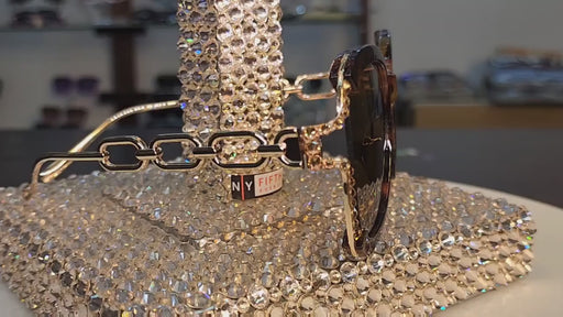 Poppy Glamorous Bling Square Women Sunglasses  W Genuine European Crystals, 100% UV Protection. NY Fifth Avenue