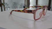Aya, (Bling) Women Reading Glasses Adorned W ( Rose, Light Colorado)Genuine European Crystals. +1.25..+3.00 Square. NY Fifth Avenue.
