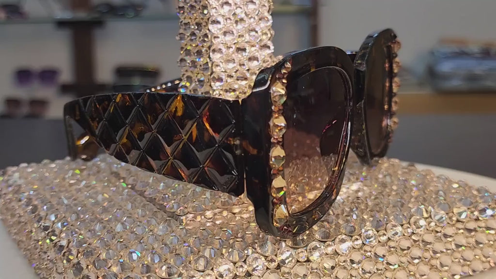 Tokyo Handcrafted Bling Women's Sunglasses with Genuine European Crystals & 100% UV Protection from NY's Fifth Avenue