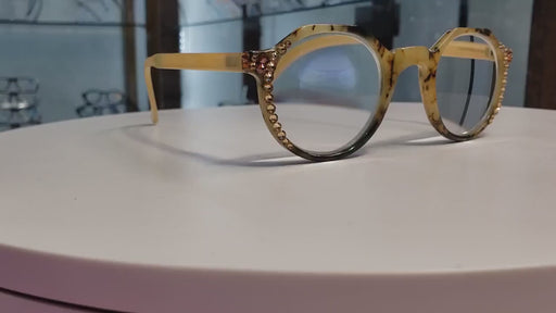 The Hexagon, (Bling) Women Reading Glasses W (Cooper, L. Colorado) Genuine European Crystals   (Yellow, Tortoise Shell) NY Fifth Avenue