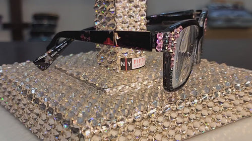 Azul, (Bling) Reading Glasses 4 Women W (Hematite N Rose)Genuine European Crystals. +1.5..+5  NY Fifth Avenue (Wide frame)