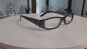Lyon, (Bling) Reading Glasses with (Black Diamond, Hematite)   (Dragon scale Pattern) Rectangular (Black) NY Fifth Avenue