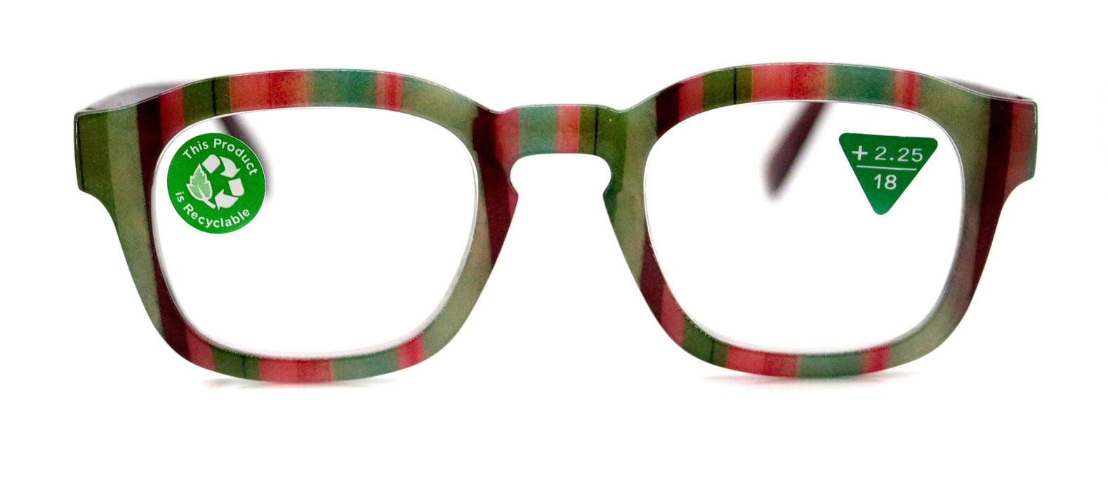 Rivera, (Premium) Reading Glasses, High End Readers +1.25 to +3 Magnifying Eyeglass, Candy (Burgundy, Green n Pink) Square, NY Fifth Avenue.