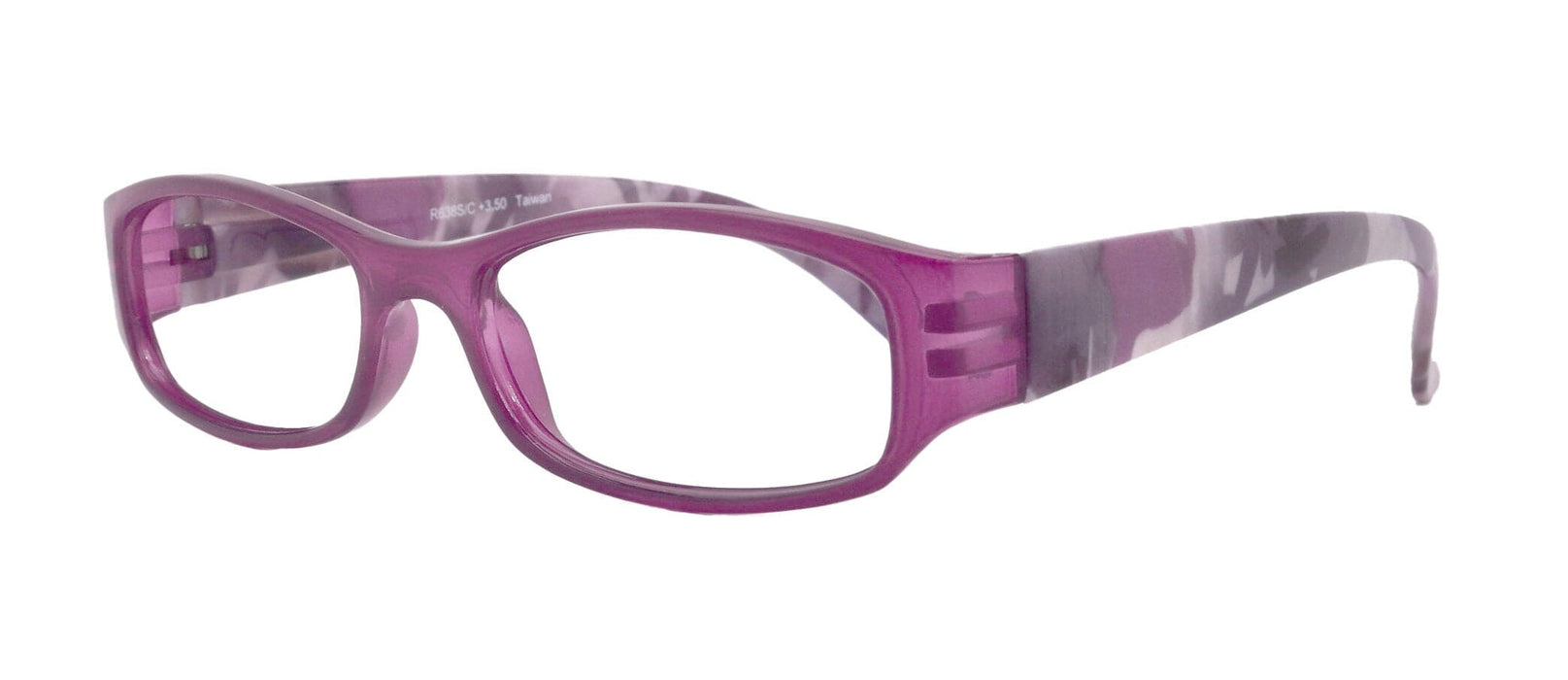 Rosie Premium Reading Glasses, Fashion Reader (Flower Purple) Print, Oval Shape +4 High Magnification, NY Fifth Avenue (Wide Frame)