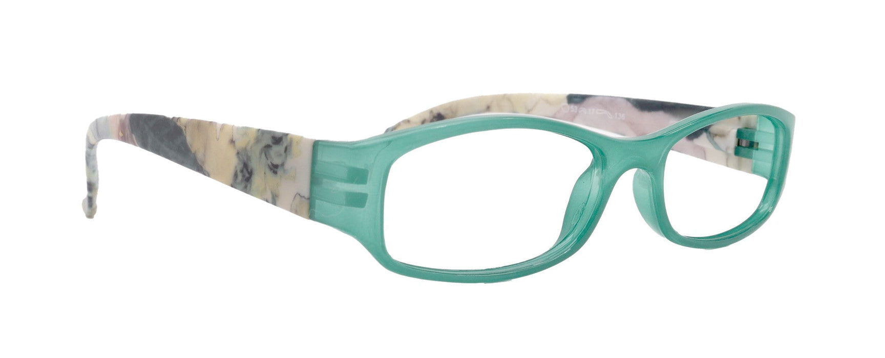 Rosie Premium Reading Glasses, Fashion Reader (Flower Turquoise / Green) Print, Oval Shape +4 High Magnification, NY Fifth Avenue