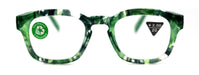 Sasha, (Premium) Reading Glasses, High End Readers +1.25..+3 Magnifying Eyeglasses (Black n Green) Camo Square Optical Frames NY Fifth Avenue