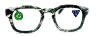 Sasha, (Premium) Reading Glasses, High End Readers +1.25..+3 Magnifying Eyeglasses (Black n White) Camo Square Optical Frames NY Fifth Avenue