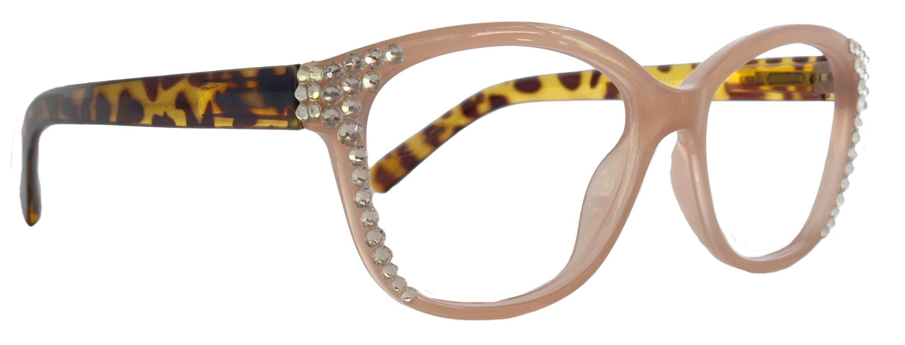 Savannah, (Bling) Reading Glasses 4 Women W (Clear) Genuine European Crystals +1.25..+3 (Tortoise Brown n Tan) NY Fifth Avenue.