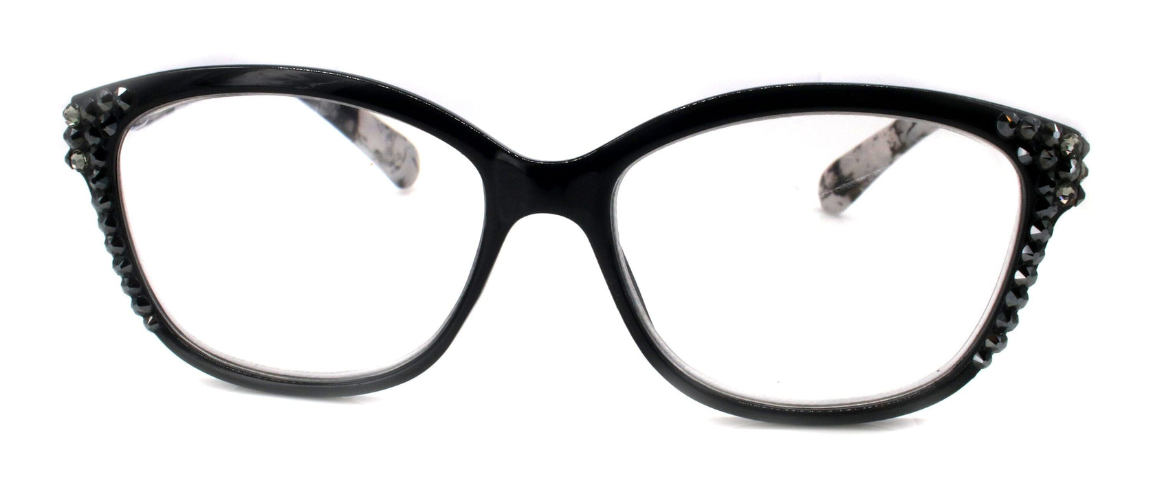 Savannah, (Bling) Reading Glasses Women W (Blk Diamond, Hematite)Genuine European Crystals. +1.25..+3 (Tortoise Grey Black) NY Fifth Avenue