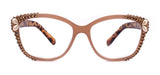 Savannah, (Bling) Women Reading Glasses W (2X line) (L. Colorado, Cooper, Pearl Teardrop) Genuine European Crystals. (Brown) NY Fifth Avenue