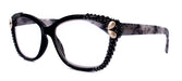 Savannah, (Bling)Women Reading Glasses W (2X line)(Hematite, Pearl Teardrop)Genuine European Crystals.(Black,Tortoise shell) NY Fifth Avenue