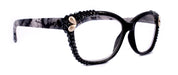 Savannah, (Bling)Women Reading Glasses W (2X line)(Hematite, Pearl Teardrop)Genuine European Crystals.(Black,Tortoise shell) NY Fifth Avenue