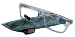 Sophie (Blue Light Glasses) (Blue Blocker) Reduce Eyestrain, A/R Anti Glare. +1.25..+3.00 Square (Transparent Blue) NY Fifth Avenue.