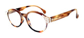 The Alchemist, (Bling) Round Women Reading Glasses W (Clear) Genuine European Crystals +1.50..+3 (Marble Brown) Circle. NY Fifth Avenue