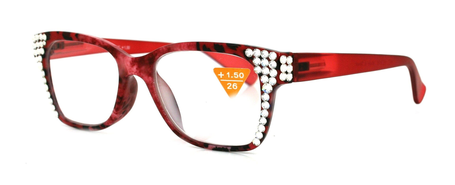 The Bohemian, (Bling) ReadingGlasses 4 Women w (Clear)Genuine European Crystals.+1.25+4 (Black nRed Tortoise shell) Square, NY Fifth Avenue.