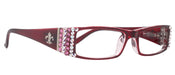 The French, (Bling) (Fleur De Lis) Women Reading Glasses W Genuine European AB n Rose Crystals +1 .. +3 (Red) Frame, NY Fifth Avenue