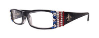 The French, (Bling) (Fleur De Lis) Women Reading Glasses W Genuine European Crystals (Black) NY Fifth Avenue