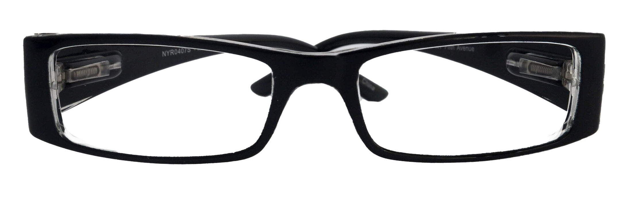 The French (Fleur De Lis) Bayonetta-style, Black rectangular High-End Women Reading Glasses Spring temple Optical Frame NY Fifth Avenue