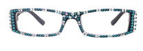 The French ( Full Bling) (Fleur De Lis) Women Reading Glasses W (AB Aurora Borealis N Turquoise) Genuine European Crystals , NY Fifth Avenue