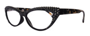 The Lynx, (Bling) Reading Glasses 4 Women W 2x (Full Top) (Hematite) Genuine European Crystals, Magnifying Cat Eye NY Fifth Avenue