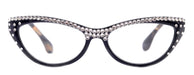 The Lynx, (Bling) Reading Glasses 4 Women W (Full Top) (Clear) Genuine European Crystals, Magnifying Cat Eye (Blk Leopard) NY Fifth Avenue