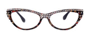 The Lynx, (Bling) Reading Glasses 4 Women W (Full Top) (Clear) Genuine European Crystals, Magnifying Cat Eye (Leopard Red) NY Fifth Avenue